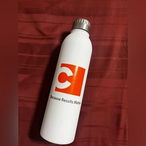 Clear Skin Institute White and Orange Stainless Steel Insulated Bottle